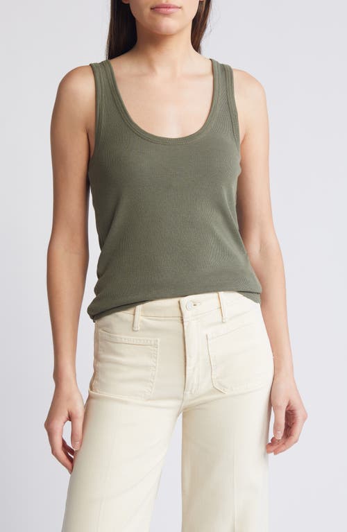 Low Scoop Cotton Blend Tank in Olive Kalamata