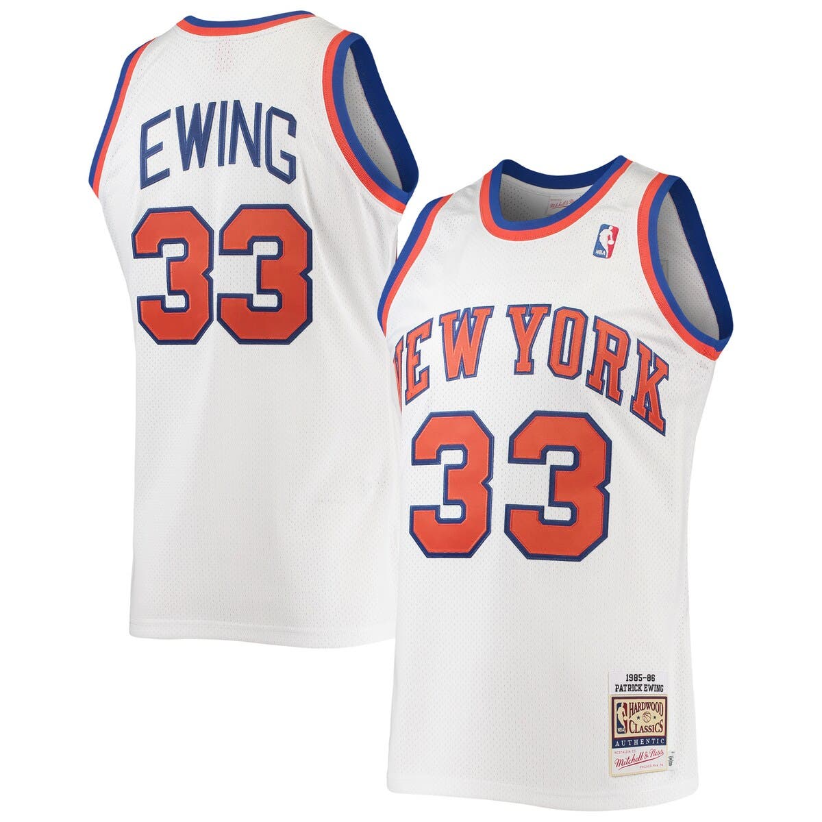 Mitchell & Ness Patrick Ewing White New York Knicks 1985-86 Hardwood ...