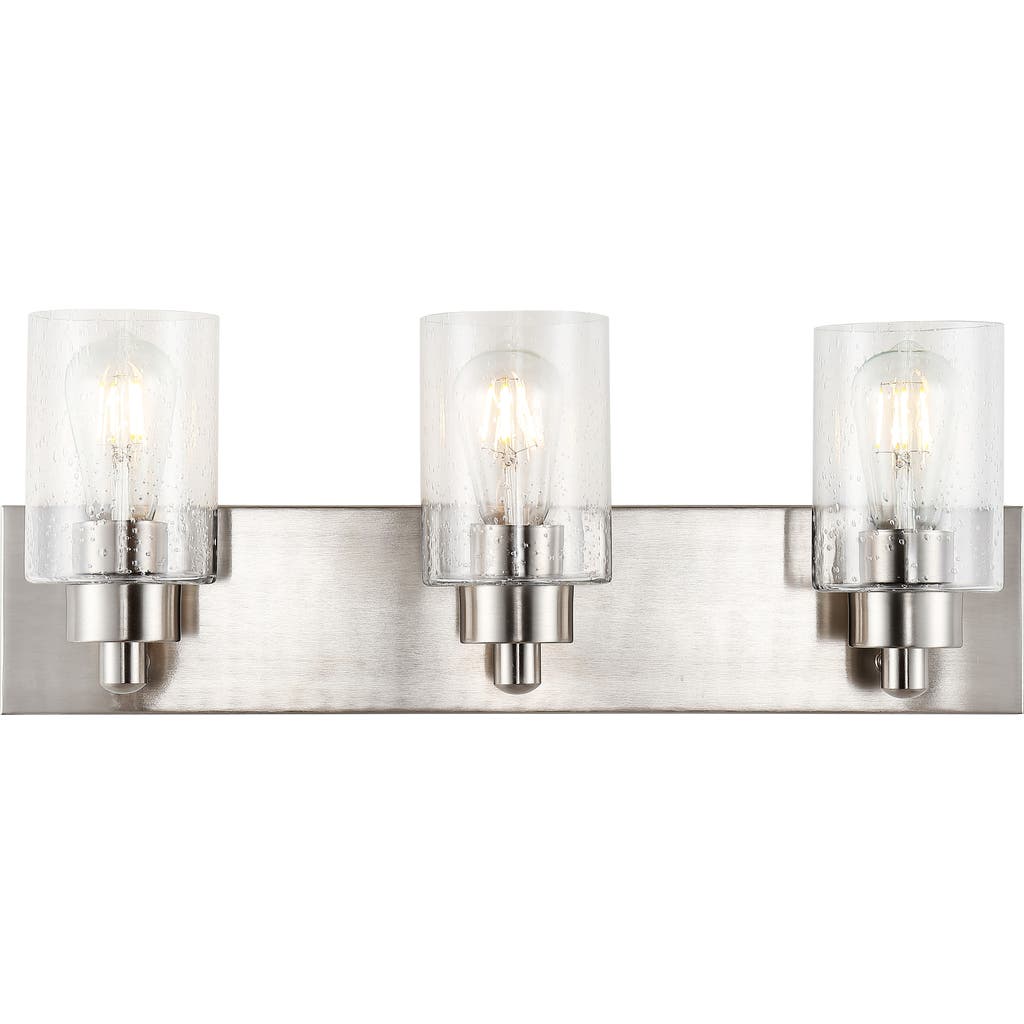 Jonathan Y Irving 3-light Seeded Glass/iron Modern Contemporary Led Vanity Light In Nickel With Clear Shade