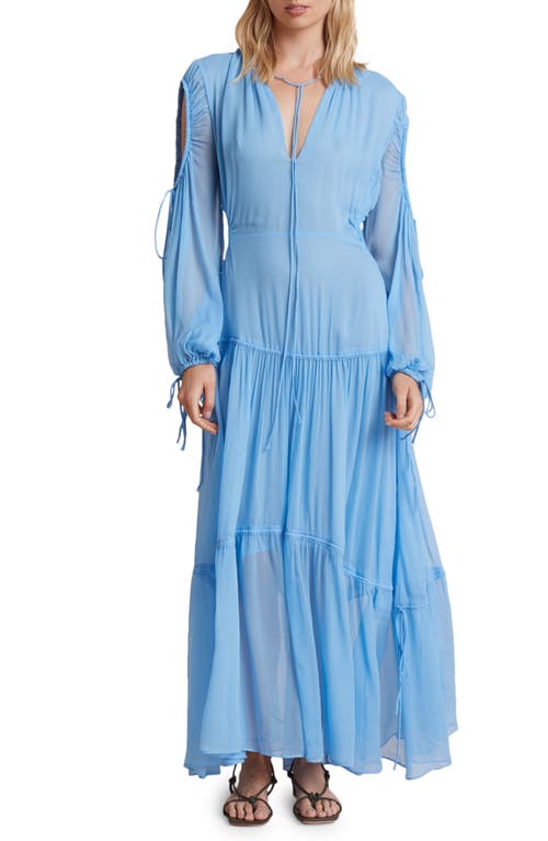 Bec & Bridge Ruched Long Sleeve Maxi Dress in Sky-Blue