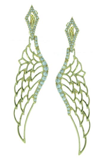 Shop Olivia Welles Angel Wing Earrings In Gold/clear