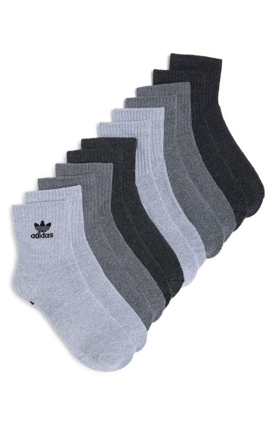 Shop Adidas Originals Gender Inclusive Originals Trefoil 6-pack Ankle Socks In Grey/ Black