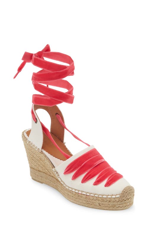 Sevillana Dali Espadrille Wedge in Ivory/Fuchsia