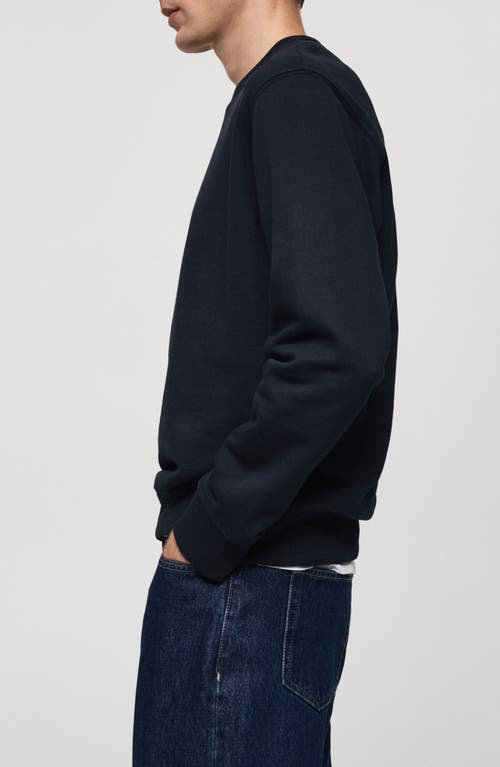 Shop Mango Cotton Blend Sweatshirt In Dark Navy