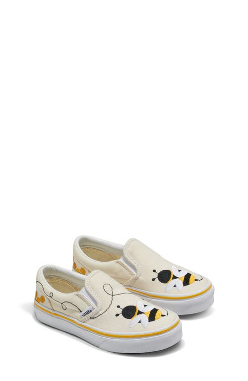 Vans Classic Embroidered Slip-on Sneaker In Bee Black/yellow