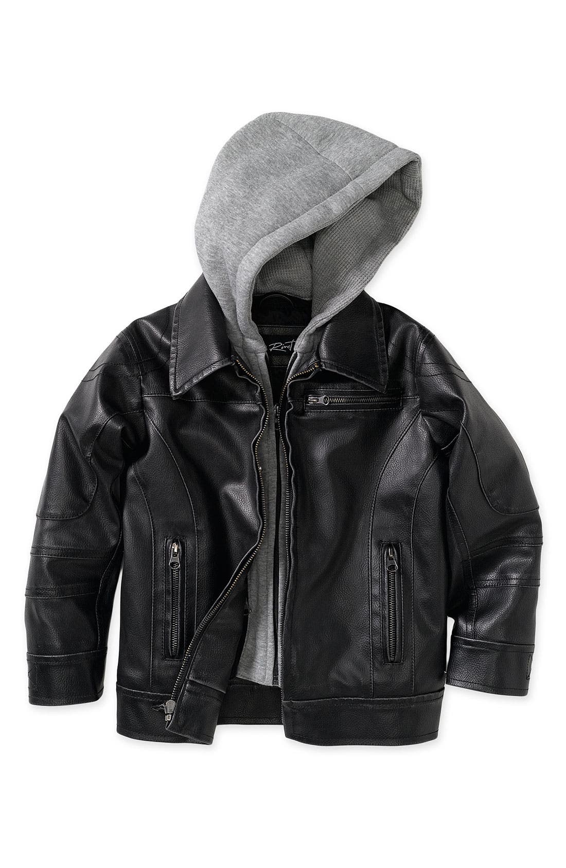 Black Rivet Faux Leather Jacket (Little Boys) Nordstrom
