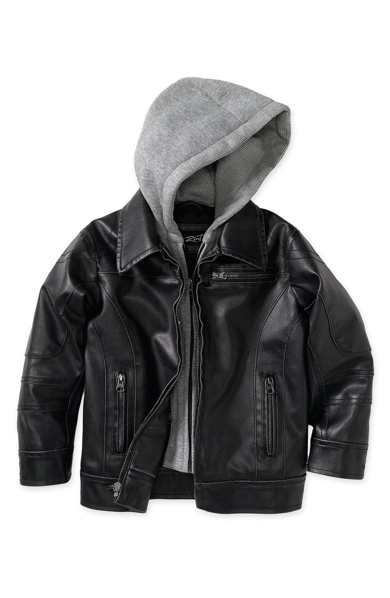 Black Rivet Faux Leather Jacket (Little Boys) | Nordstrom