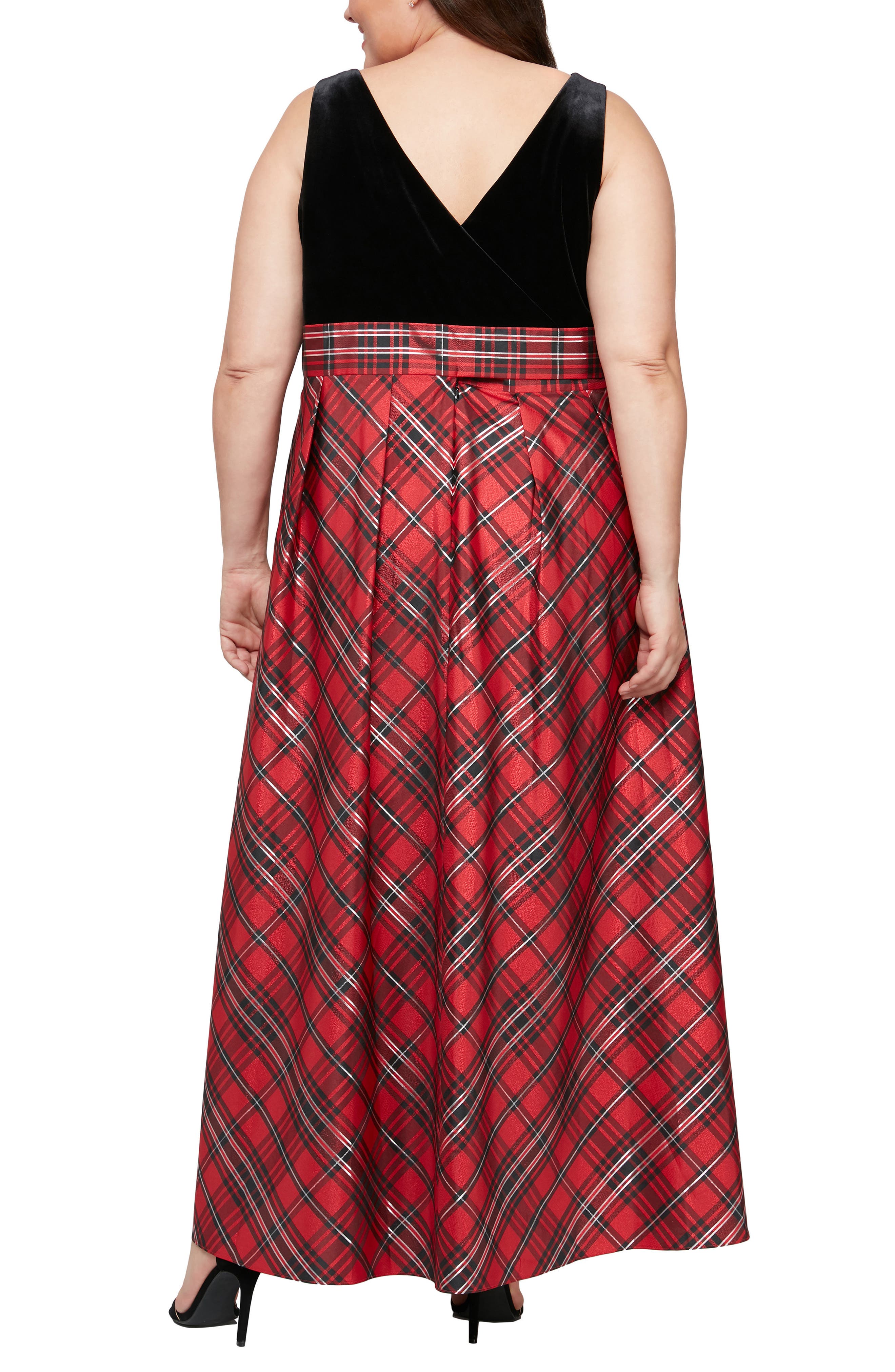 velvet tartan dress