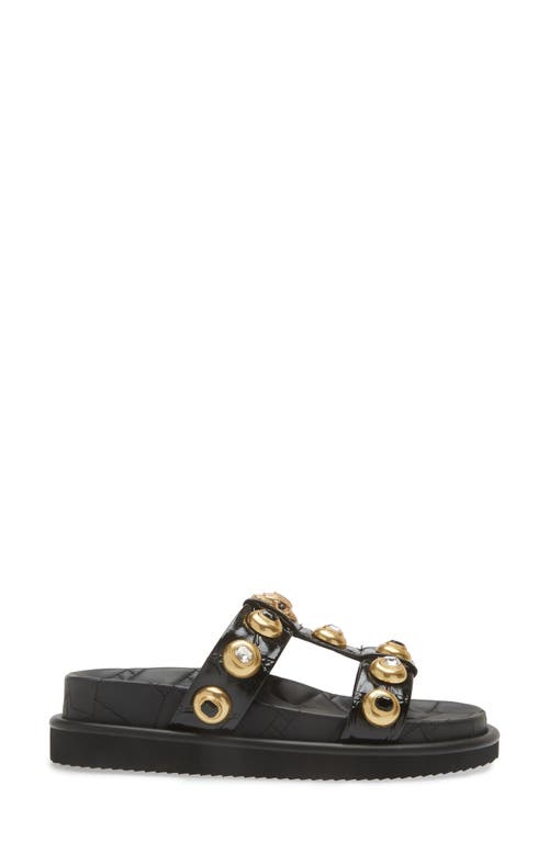 Shop Kurt Geiger London Orson Crystal Slide Sandal In Charcoal