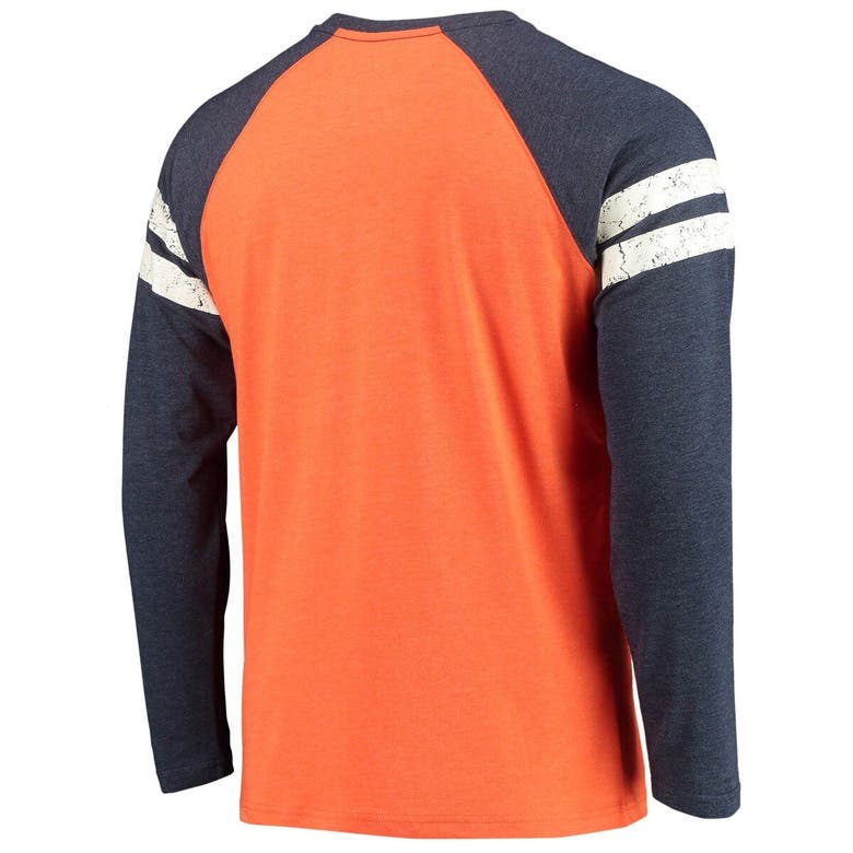 Starter Men's Orange And Navy Chicago Bears Throwback League Raglan Long  Sleeve Tri-blend T-shirt In Orange/navy