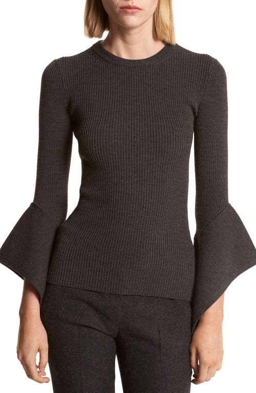 Michael Kors Collection Flare Sleeve Merino Wool Blend Sweater in Charcoal Melange at Nordstrom, Size X-Small