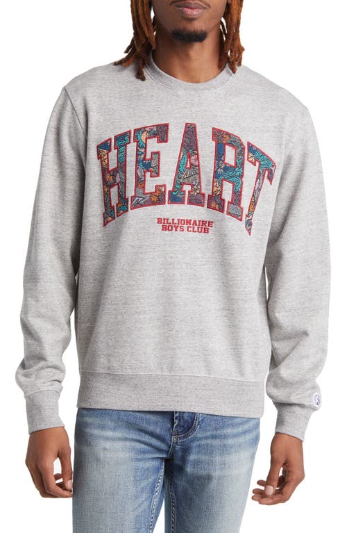 Billionaire Boys Club Heart Appliqué Sweatshirt in Heather Gr at Nordstrom, Size Small