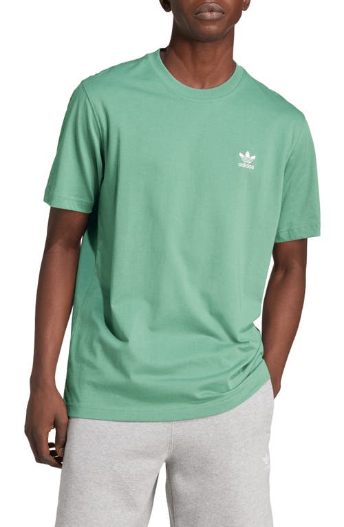 Essentials Trefoil Embroidered Cotton T-Shirt in Preloved Green