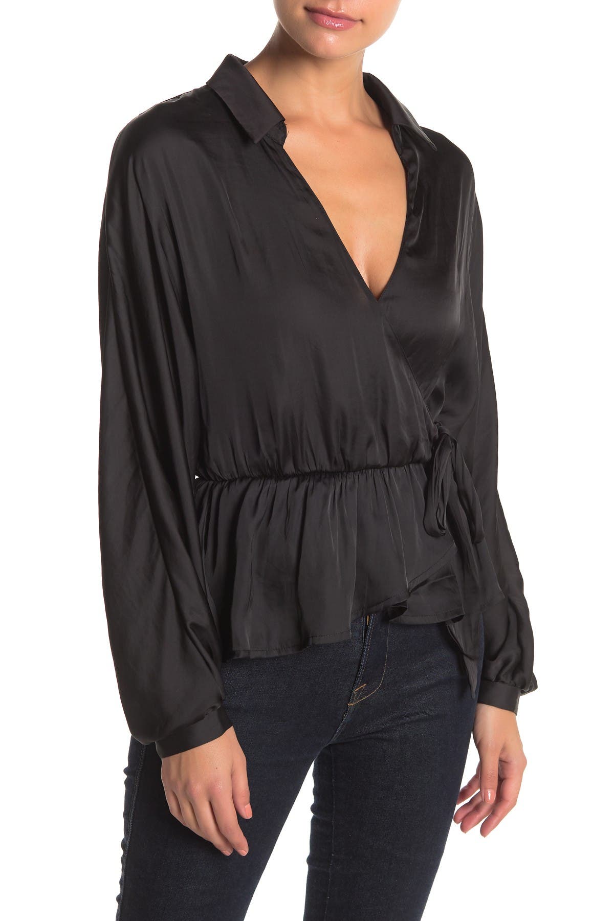 surplice peplum top