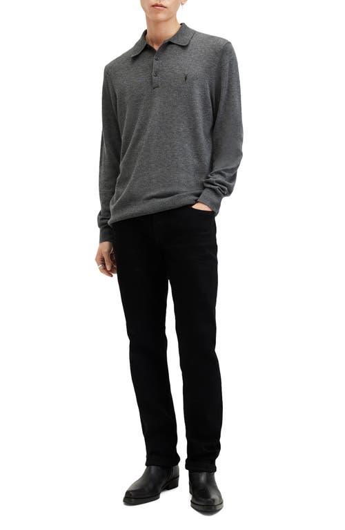 Allsaints Mode Regular Fit Merino Wool Long Sleeve Polo Sweater In Carter Grey