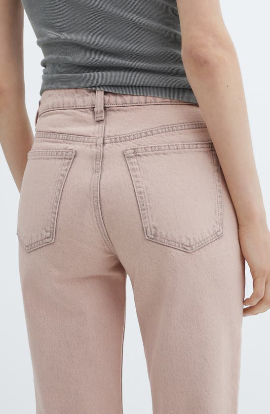 Shop Mango Raw Hem Crop Straight Leg Jeans In Light Pink