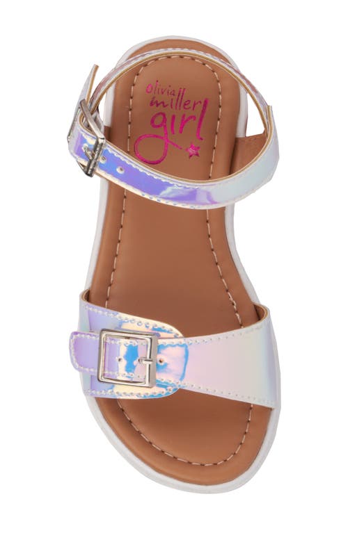 Shop Olivia Miller Kids' Sugarplum Metallic Ankle Strap Sandal In Silver