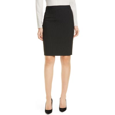 Boss Vimena Pinstripe Ponte Skirt, Black
