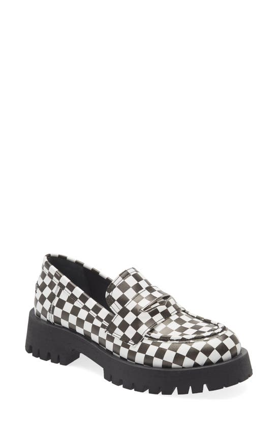 Steve Madden Lawrence Loafer In Black/ Whte Leather