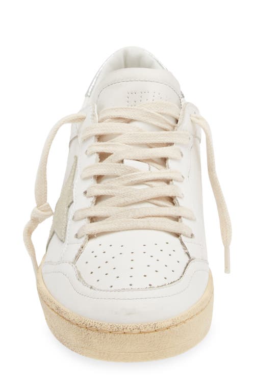 Golden Goose Ball Star Leather Sneakers In White/silver