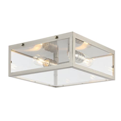 Jonathan Y Grayson 2-light Bohemian Farmhouse Iron/glass Led Flush Mount In Nickel