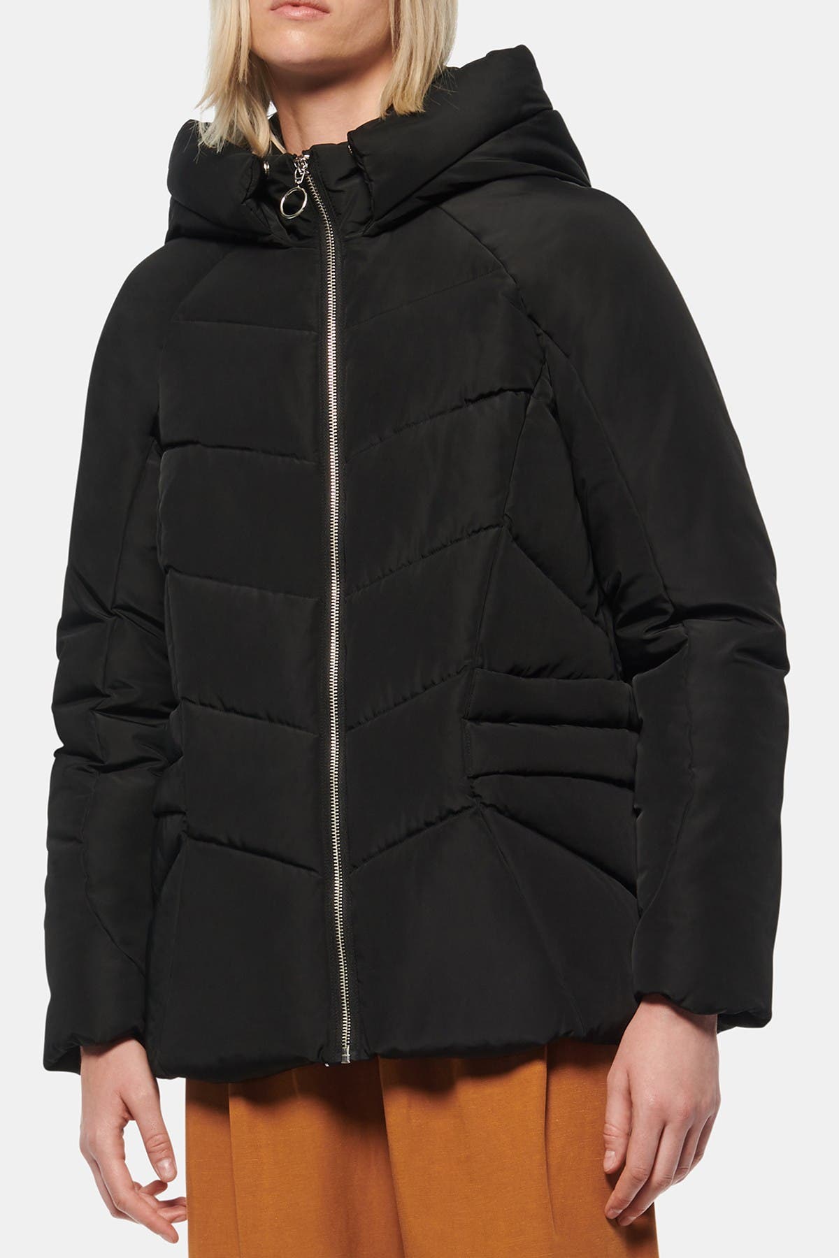 black padded jacket with hood