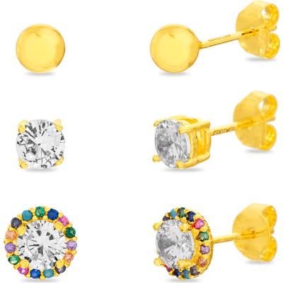 Lesa Michele Set Of 3 Stud Earrings