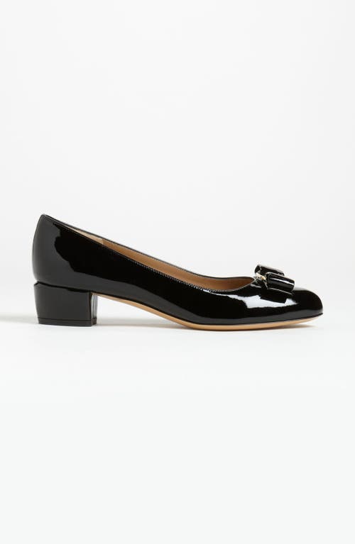 Shop Ferragamo Vara Pump In Black/black Leather