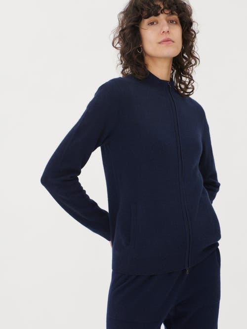 Shop Gobi Cashmere Full-zip Cashmere Cardigan In Navy