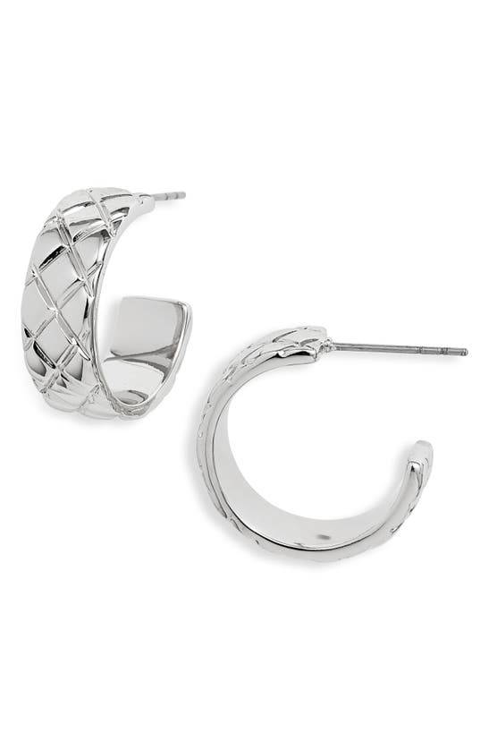 Shop Nordstrom Quilted Hoop Earrings In Rhodium