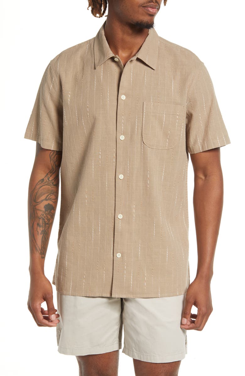 Ombré Stripe Short Sleeve Button-Up Shirt