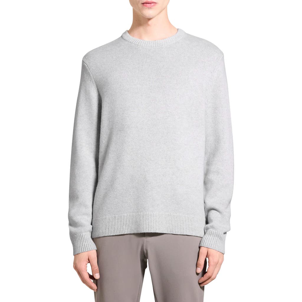 Theory Hilles Plush Wool & Cashmere Sweater In Stone White/light Htr Grey