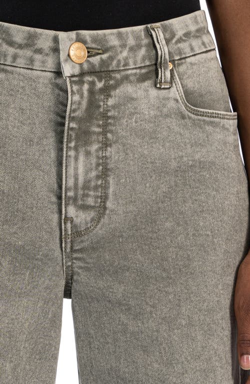 Kut From The Kloth Meg Fab Ab High Waist Raw Hem Ankle Wide Leg Jeans In Sage Green