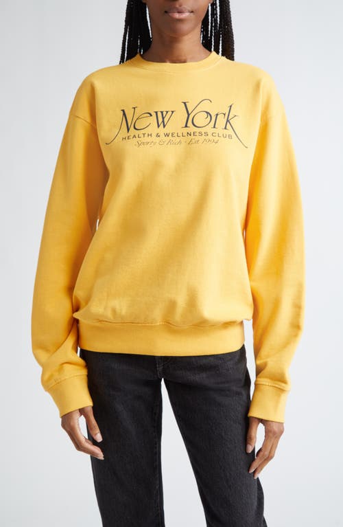 NY 94 Cotton Crewneck Graphic Sweatshirt in Faded Gold