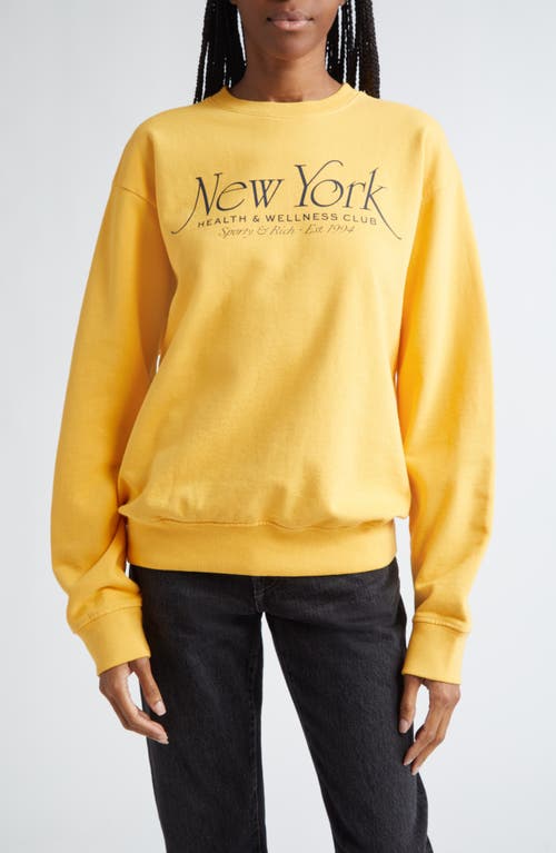 Shop Sporty And Rich Sporty & Rich Ny 94 Cotton Crewneck Graphic Sweatshirt In Faded Gold