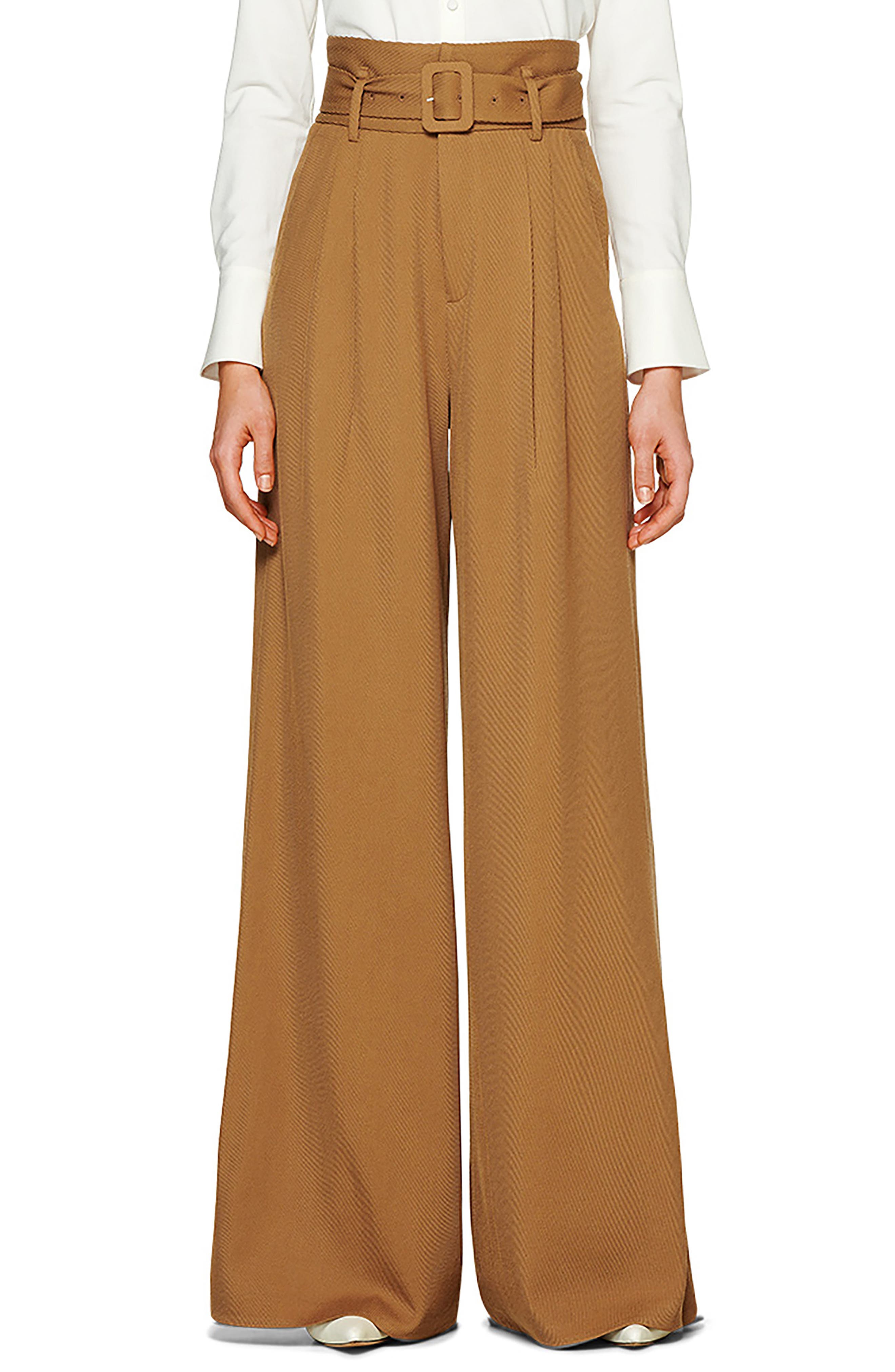 Suistudio Frankie Belted High Waist Wide Leg Wool Pants Nordstrom