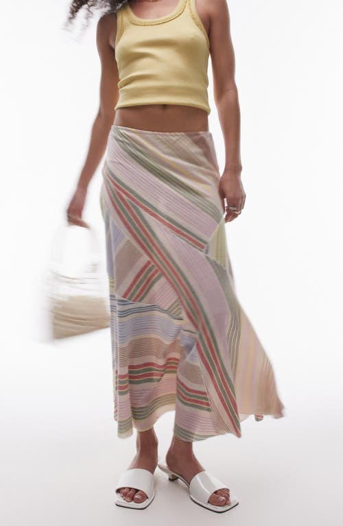Cutabout Stripe Cotton Midi Skirt in White