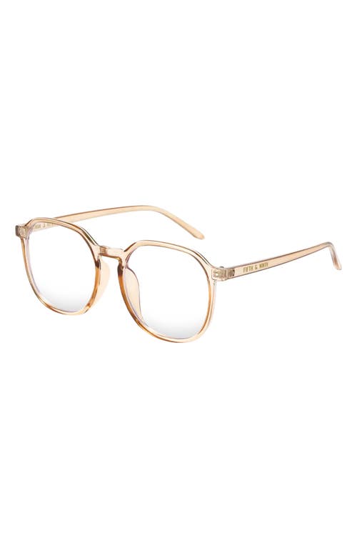 Shop Fifth & Ninth 55mm Ruby Round Blue Light Blocking Glasses In Tan/clear