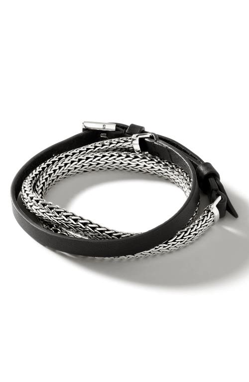 John Hardy Icon Leather & Sterling Silver Wrap Bracelet in at Nordstrom