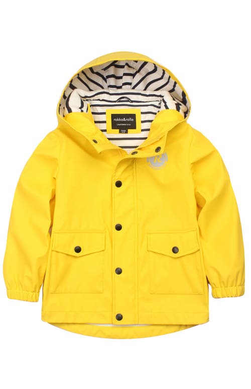 Rokka&rolla Kids' Waterproof Rain Coat Rubberized Jacket In Lemon Chrome