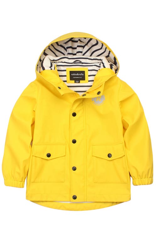 Shop Rokka&rolla Kids' Waterproof Rain Coat Rubberized Jacket In Lemon Chrome