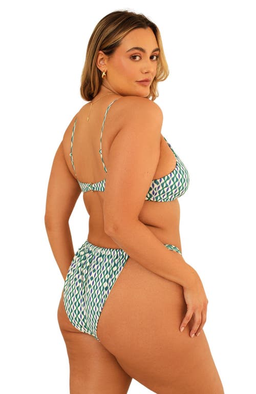 Dippin Daisys Bisou Cinched Cheeky Bikini Bottom In Blue Jean