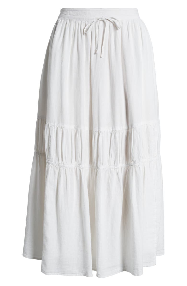 Caslon® Tiered Linen Blend Midi Skirt | Nordstrom