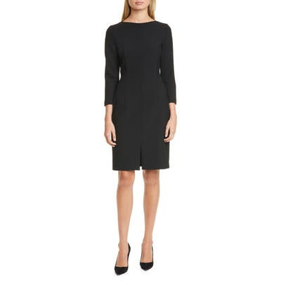 Boss Doteta Front Slit Sheath Dress, Black