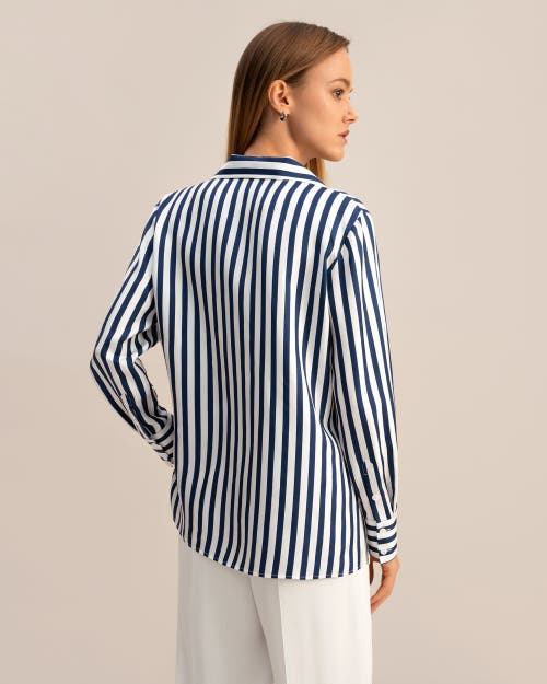 Lilysilk Women The Scarlet Shirt In Blue-white-pinstripes