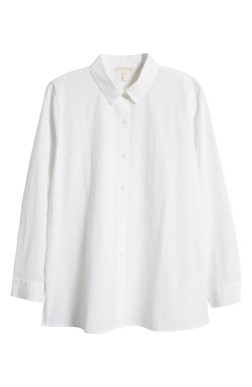 Eileen Fisher Classic Collar Easy Organic Cotton Button-up Shirt In White