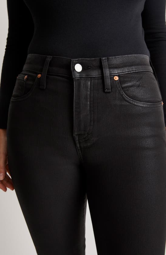 Shop Madewell Kick Out Coated Crop Jeans In True Black