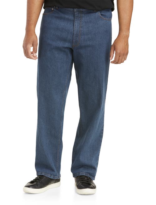 Harbor Bay Relaxed Fit Stretch Jeans In Basic Blue Wash