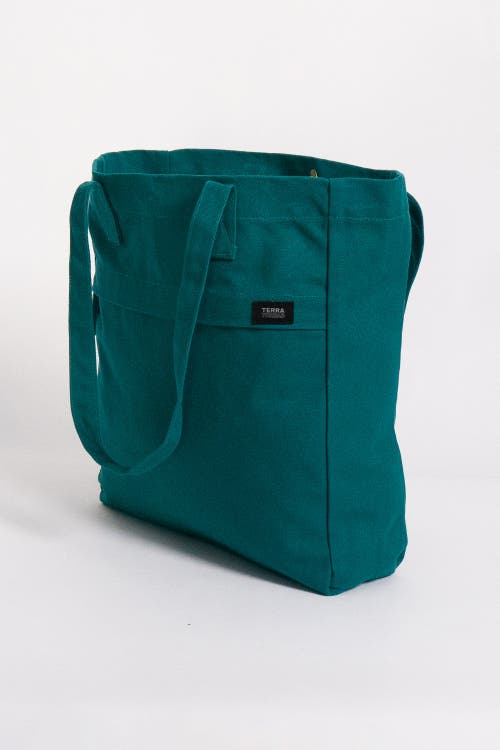 Terra Thread Organic Cotton Canvas Work Tote Bag In Deep Sea Teal