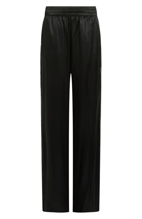 Shop Allsaints Charli Whipstitch Satin Wide Leg Pants In Black